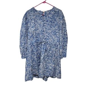 H&M Short linen-blend Dress in Blue patterned Size M